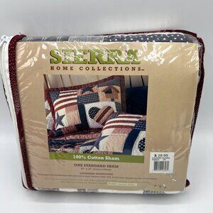 Mervyns Sierra Standard Pillow Sham Country Charm Patriotic Stars Stripes